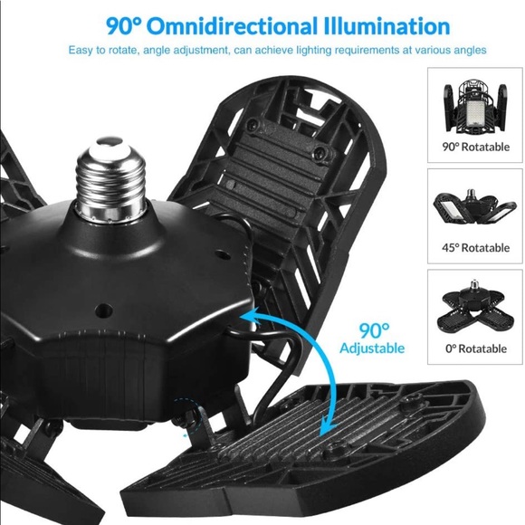 120W Deformable LED Garage Light, E27 Shop Lights Ceiling Light 6000k Warehouse - Picture 6 of 8
